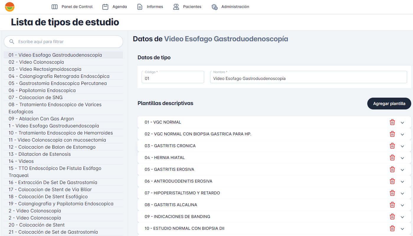 Lista de tipos de estudio y sus plantillas descriptivas